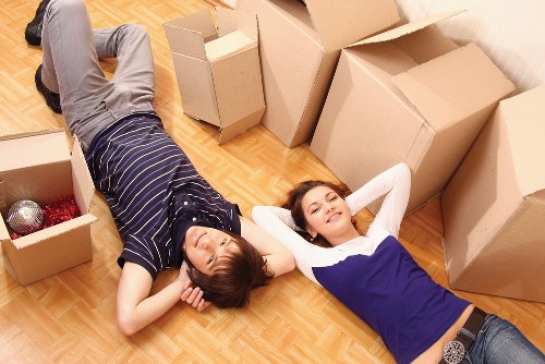 Business furniture being moved during an office relocation